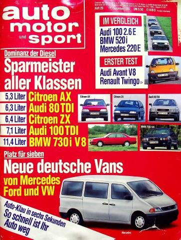 Deckblatt Auto Motor und Sport (26/1992)